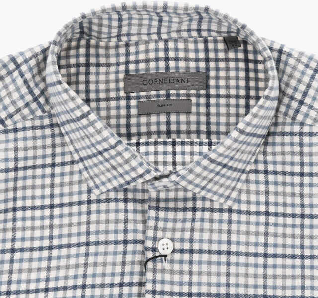 Camasi casual CORNELIANI Slim-Fit Cotton Flannel Checked Shirt Blue Barbati (BM 19748846) 2