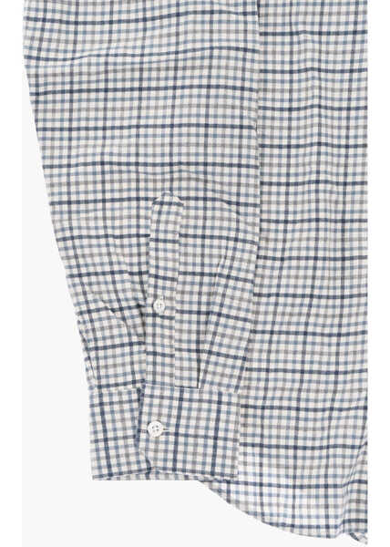 Camasi casual CORNELIANI Slim-Fit Cotton Flannel Checked Shirt Blue Barbati (BM 19748846) 3