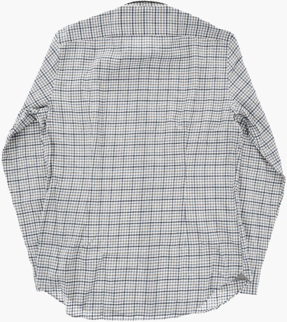 Camasi casual CORNELIANI Slim-Fit Cotton Flannel Checked Shirt Blue Barbati (BM 19748846) 4