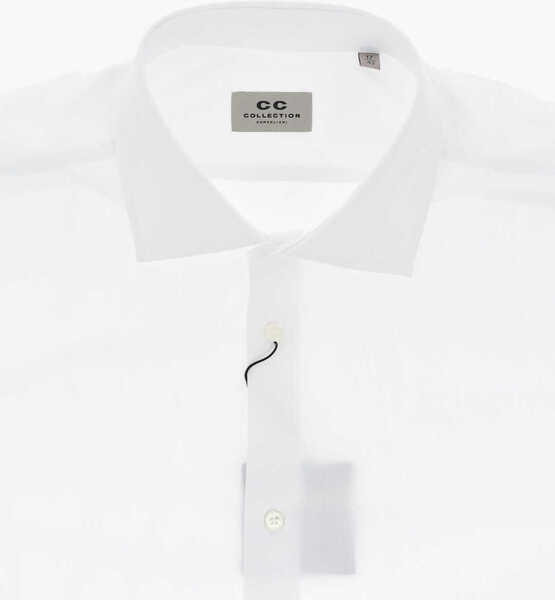Camasi casual CORNELIANI Cc Collection Solid Cotton Poplin Shirt With French Collar White Barbati (BM 19748849) 3