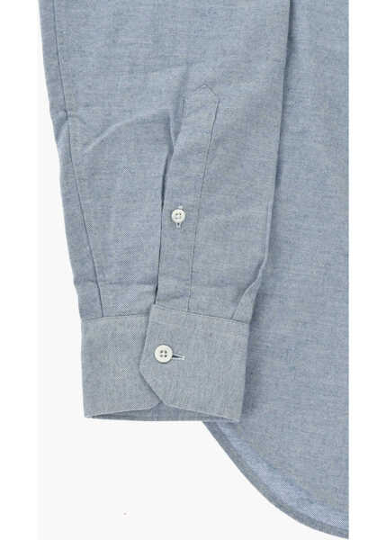 Camasi elegante CORNELIANI Cotton And Cashmere Shirt With Italian Collar Blue Barbati (BM 19748852) 4