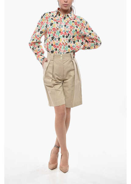 Pantaloni scurti INES DE LA FRESSANGE Linen-Blend Two-Pleat Shorts Odette Beige Femei (BM 19748855) 3