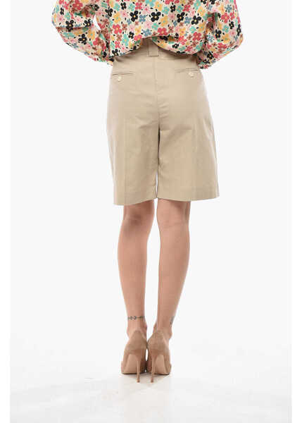 Pantaloni scurti INES DE LA FRESSANGE Linen-Blend Two-Pleat Shorts Odette Beige Femei (BM 19748855) 4
