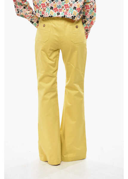 Pantaloni casual INES DE LA FRESSANGE Bootcut Cotton-Blend Trousers With Patch Pockets Yellow Femei (BM 19748858) 2