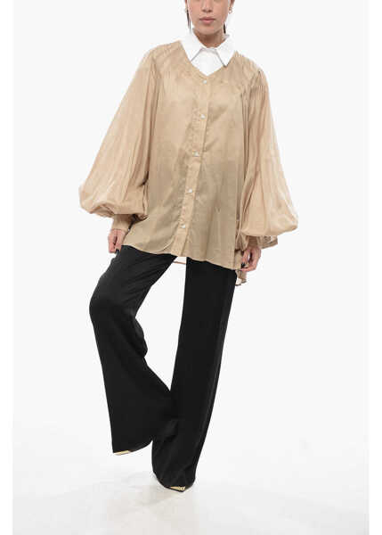 Camasi casual The Latest Mixed Cotton Shirt Biro With Balloon Sleeves Pink Femei (BM 19748870) 4