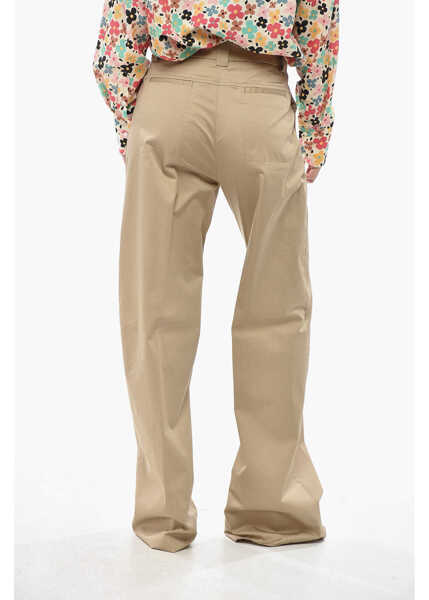 Pantaloni casual The Latest Poplin Chino Trousers With Belt Loops Beige Femei (BM 19748876) 2