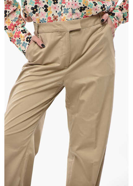 Pantaloni casual The Latest Poplin Chino Trousers With Belt Loops Beige Femei (BM 19748876) 3