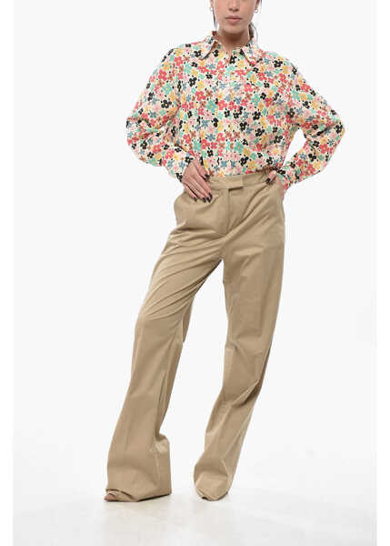 Pantaloni casual The Latest Poplin Chino Trousers With Belt Loops Beige Femei (BM 19748876) 4