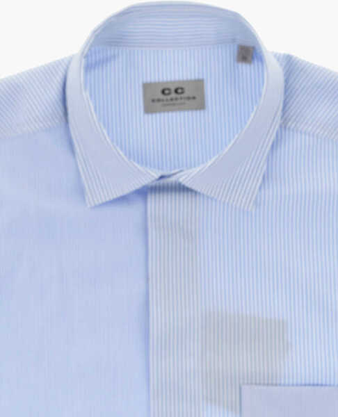 Camasi casual CORNELIANI Cc Collection Poplin Shirt With Striped Pattern And Chest Po Light Blue Barbati (BM 19748879) 3