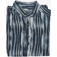 Camasi casual Linen Printed Shirt With Mandarin Collar Barbati