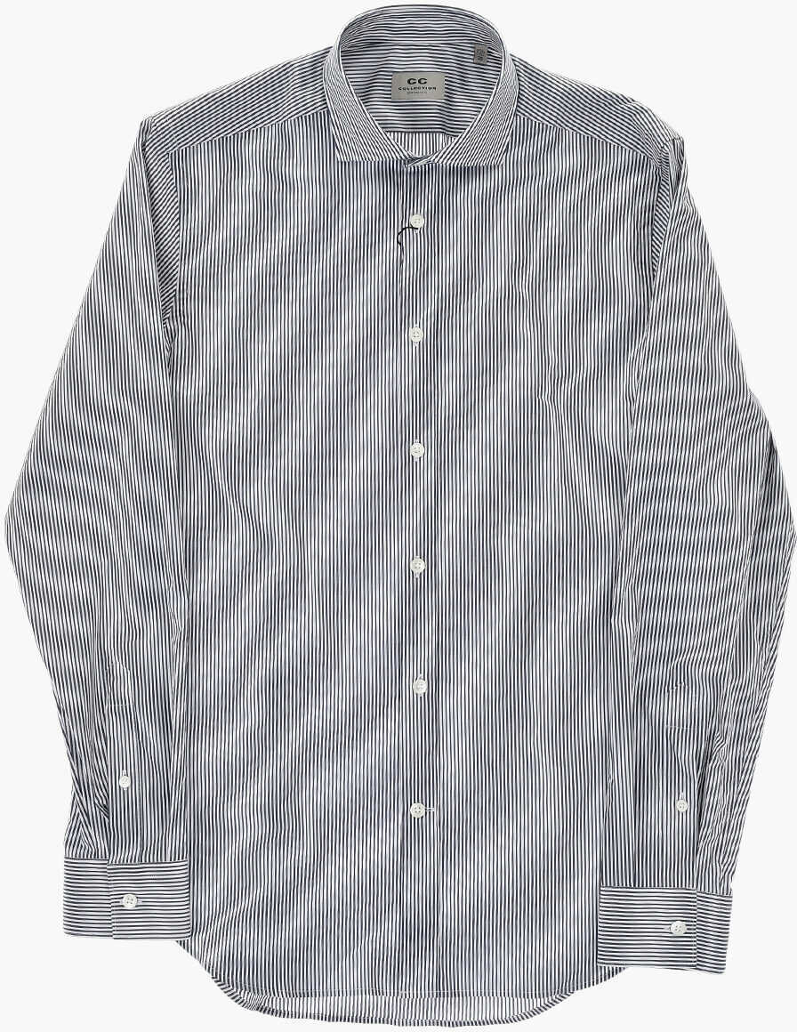 Camasi casual CORNELIANI Cc Collection Poplin Shirt With Awning Pattern Blue Barbati (BM 19748885) 2