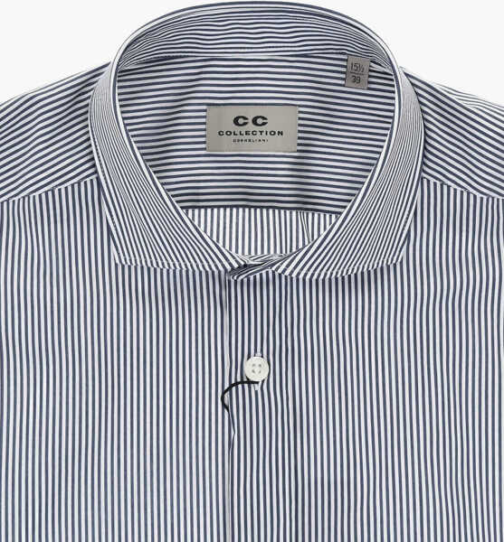 Camasi casual CORNELIANI Cc Collection Poplin Shirt With Awning Pattern Blue Barbati (BM 19748885) 3