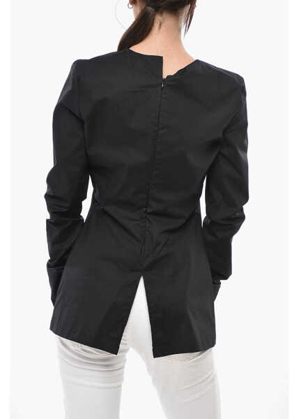 Bluze The Latest Cotton-Blend Blouse With Back Zip Black Femei (BM 19748888) 2