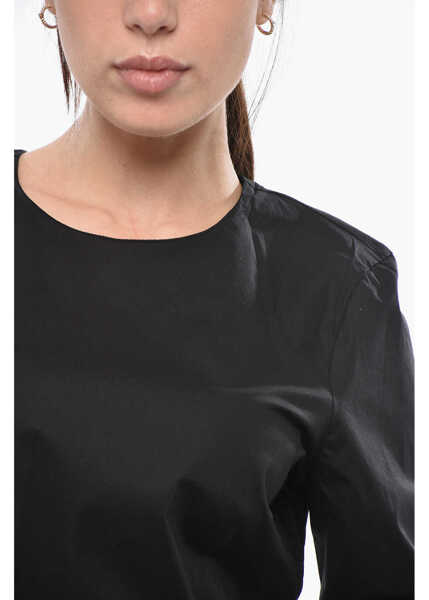Bluze The Latest Cotton-Blend Blouse With Back Zip Black Femei (BM 19748888) 3