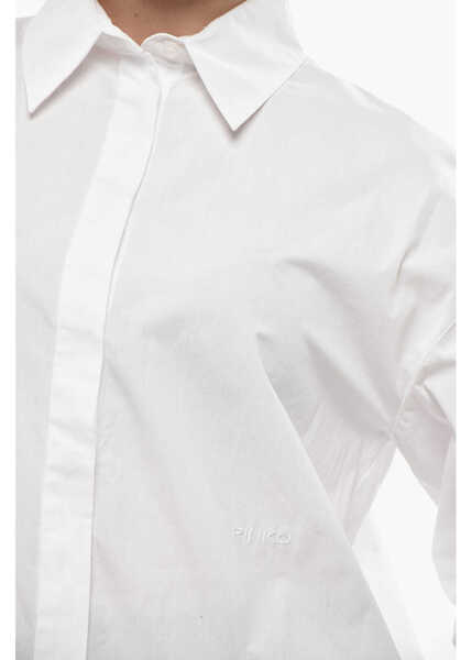 Camasi casual Pinko Cotton Poplin Shirt With Embroidered Logo White Femei (BM 19748900) 3