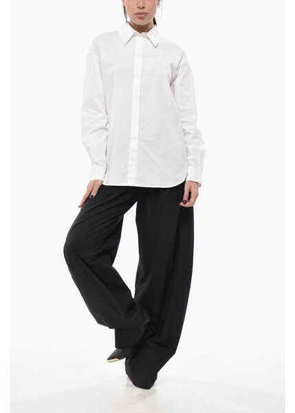 Camasi casual Pinko Cotton Poplin Shirt With Embroidered Logo White Femei (BM 19748900) 4