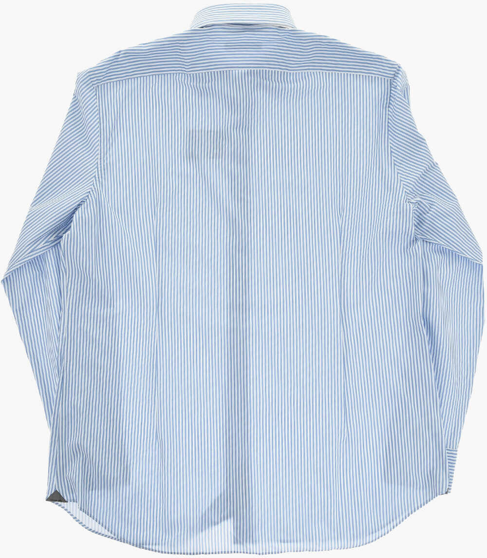 Camasi casual CORNELIANI Two-Tone Striped Shirt With French Collar Blue Barbati (BM 19748906) 4
