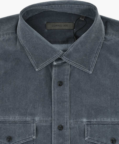 Camasi casual CORNELIANI Stretch Nylon Shirt With Double Pocket Blue Barbati (BM 19748909) 2