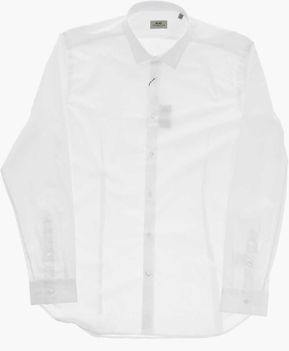 Camasi casual CORNELIANI Cc Collection Solid Cotton Poplin Shirt White Barbati (BM 19748912) 2
