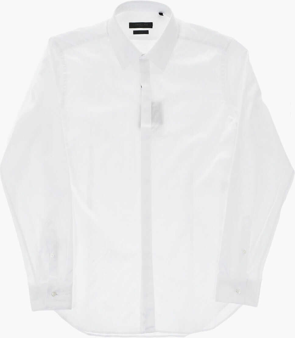 Camasi casual CORNELIANI Code Slim Fit Solid-Color Shirt With Concealed Button Placke White Barbati (BM 19748921) 2