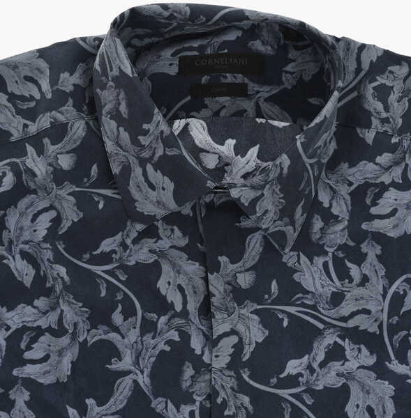 Camasi casual CORNELIANI Code Silk Slim-Fit Patterned Shirt Blue Barbati (BM 19748924) 3