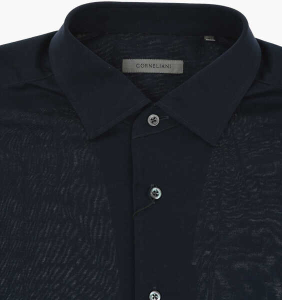 Camasi casual CORNELIANI Cotton Jersey Shirt With French Collar Blue Barbati (BM 19748927) 3