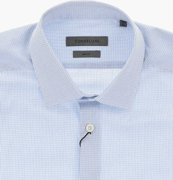Camasi casual CORNELIANI Slim Fit Checked Shirt Blue Barbati (BM 19748933) 3
