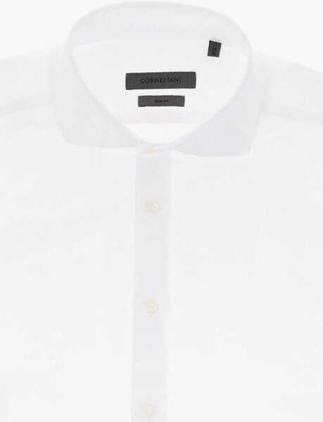 Camasi casual CORNELIANI Slim Fit Cotton-Linen Shirt With French Collar White Barbati (BM 19748936) 2