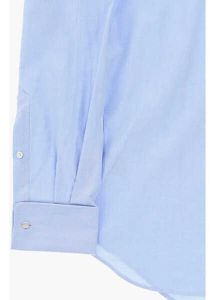 Butoni CORNELIANI Herringbone-Pattern Cotton Shirt With Cufflinks Blue Barbati (BM 19748939) 3