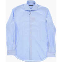 Butoni Herringbone-Pattern Cotton Shirt With Cufflinks Barbati