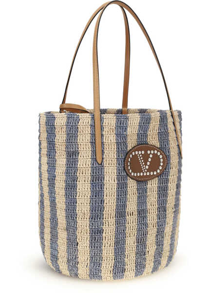 Genti de mana Valentino Garavani Striped raffia Bucket Bag NATURALE/VERDE/NATURAL CAMEL/SELLERIA Femei (BM 19749023) 2