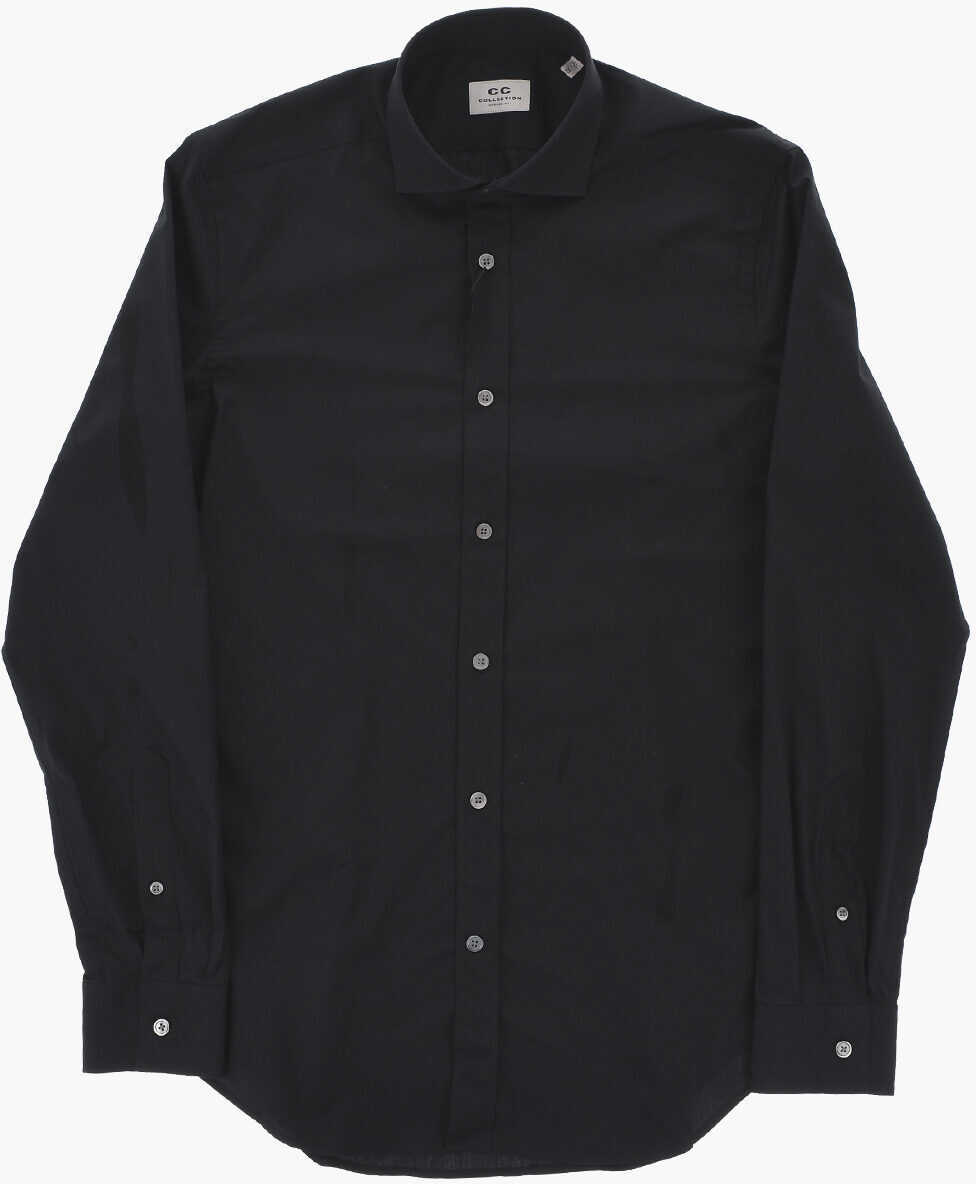 Camasi elegante CORNELIANI Cc Collection Cotton Poplin Shirt With French Collar Black Barbati (BM 19749029) 2