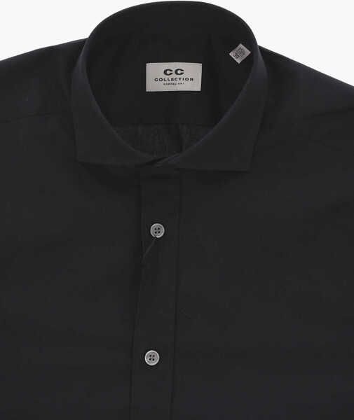 Camasi elegante CORNELIANI Cc Collection Cotton Poplin Shirt With French Collar Black Barbati (BM 19749029) 3