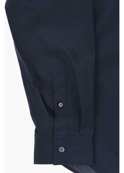 Camasi casual CORNELIANI Cc Collection Stretch Cotton Solid-Color Shirt Blue Barbati (BM 19749044) 3