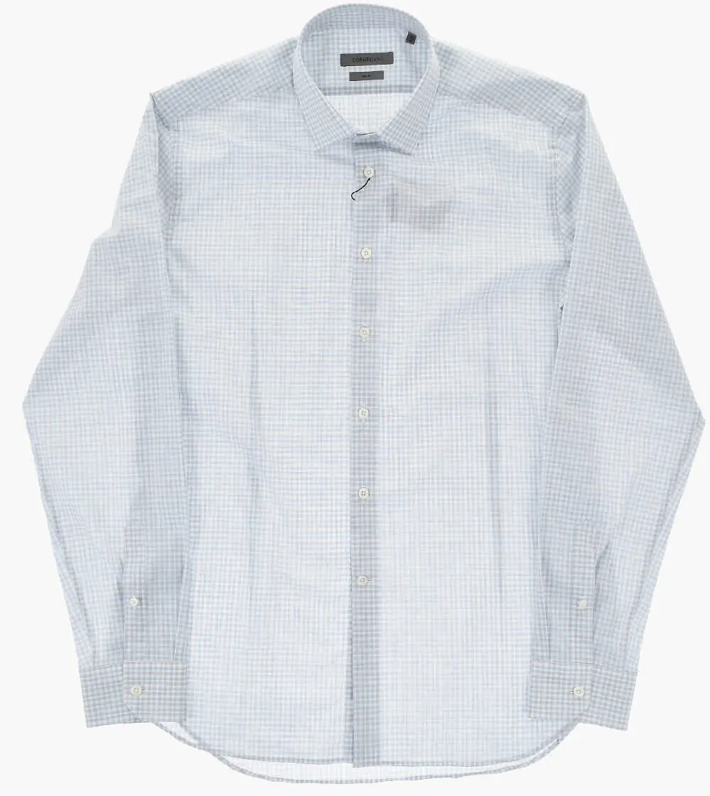 Camasi casual CORNELIANI Slim Fit Cotton Gingham Shirt Light Blue Barbati (BM 19749050) 2