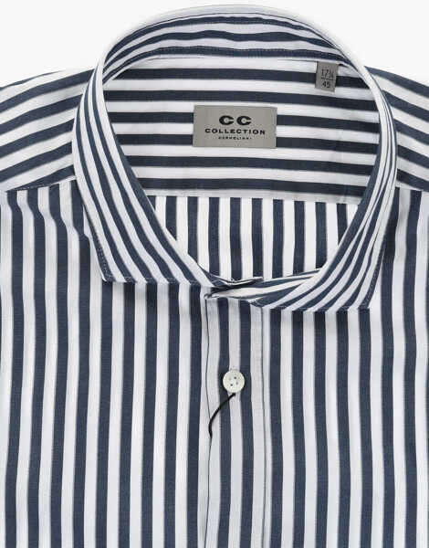 Camasi casual CORNELIANI Awning-Striped Shirt With French Collar Blue Barbati (BM 19749059) 3