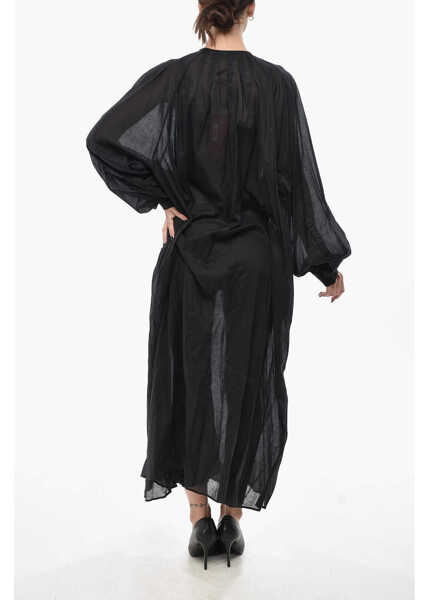 Rochii lungi The Latest Cotton-Blend Shirt Dress Bruge With Puff Sleeves Black Femei (BM 19749068) 2