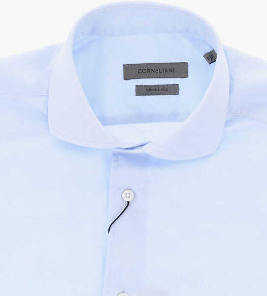 Camasi casual CORNELIANI Wrinkle-Free Cotton Shirt With French Collar Blue Barbati (BM 19749074) 3