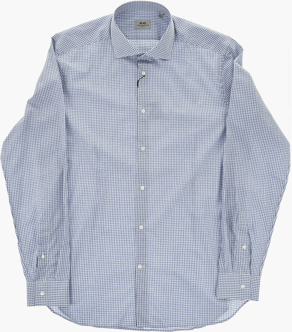 Camasi casual CORNELIANI Cc Collection Pure Cotton Gingham Shirt Light Blue Barbati (BM 19749077) 4
