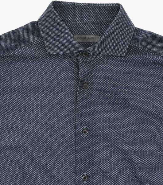 Camasi casual CORNELIANI Cotton Jersey Shirt With Micro Motifs Blue Barbati (BM 19749086) 2