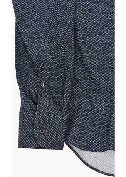 Camasi casual CORNELIANI Cotton Jersey Shirt With Micro Motifs Blue Barbati (BM 19749086) 3