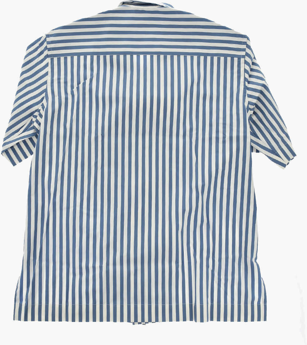 Camasi casual CORNELIANI Circle Awning-Striped Short-Sleeve Shirt With Chest Pocket Blue Barbati (BM 19749095) 4