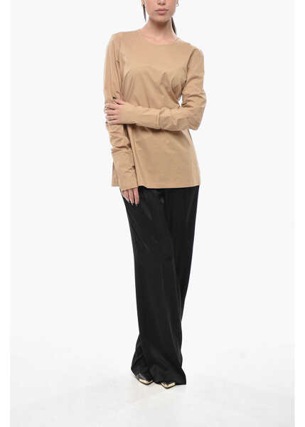 Bluze The Latest Cotton-Blend Blouse With Back Zip Beige Femei (BM 19749098) 4