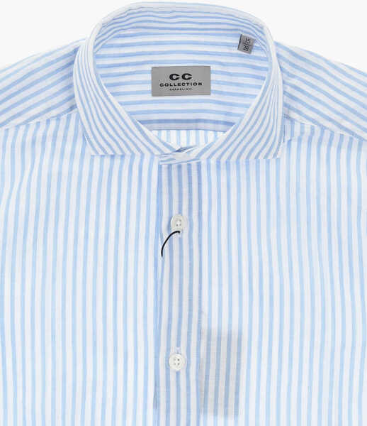 Camasi casual CORNELIANI Cc Collection Cotton Shirt With Awning Stripes Blue Barbati (BM 19749101) 3