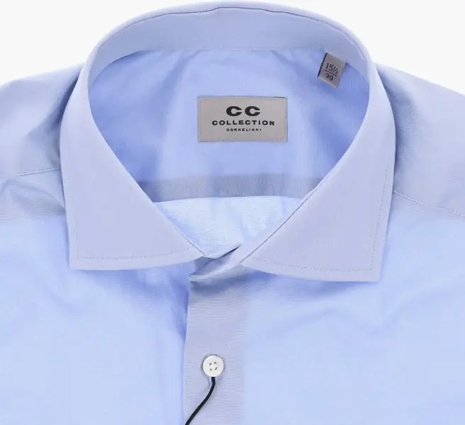 Camasi elegante CORNELIANI Cc Collection Cotton Poplin Shirt With French Collar Blue Barbati (BM 19749104) 3