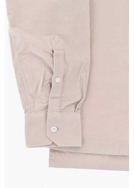 Camasi casual CORNELIANI Velour Shirt With Concealed Button Placket Beige Barbati (BM 19749110) 3