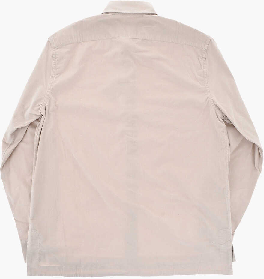 Camasi casual CORNELIANI Velour Shirt With Concealed Button Placket Beige Barbati (BM 19749110) 4