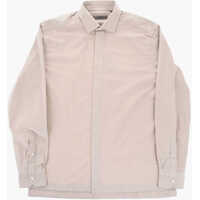 Camasi casual Velour Shirt With Concealed Button Placket Barbati