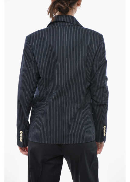 Sacouri INES DE LA FRESSANGE Pinstriped Cotton Blazer Nicoletta Blue Femei (BM 19749116) 2
