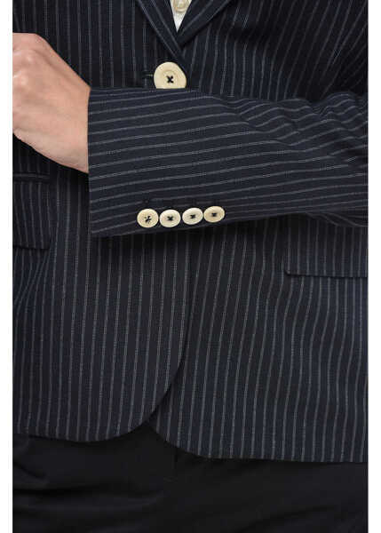 Sacouri INES DE LA FRESSANGE Pinstriped Cotton Blazer Nicoletta Blue Femei (BM 19749116) 3